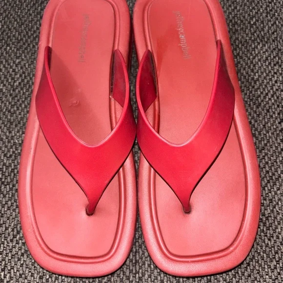 Jeffery Campbell Red Flip-Flops platform size 9 - Picture 1 of 5